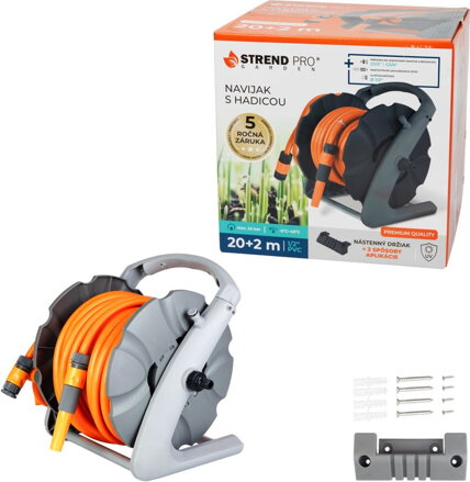 Navíjač so záhradnou hadicou Strend Pro Premium 1/2", L-20+2 m