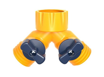 Rozbočovač Strend Pro Garden, 2-way spojka, záhradná, s regulačnými ventilmi