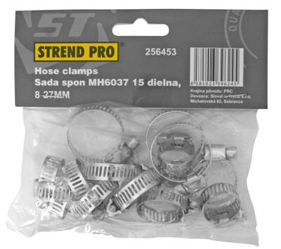 Sada upínacích spon Strend Pro HC515, 15 ks, 8-27 mm