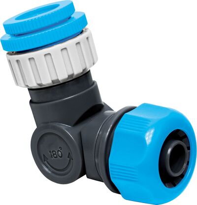 Adaptér na záhradnú hadicu AQUACRAFT® 550345, kĺbový, 1/2"-3/4"-1", 360, 180, 3/4"