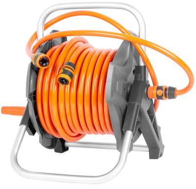 Navíjač Strend Pro, nastaviteľná dýza + 2x rýchlospojka + prípojka na vodovodný kohútik, s hadicou 1/2", 30 m, záhradný