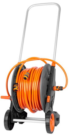 Navíjač Strend Pro, nastaviteľná dýza + 2x rýchlospojka + prípojka na vodovodný kohútik, s hadicou 1/2", 60 m, záhradný