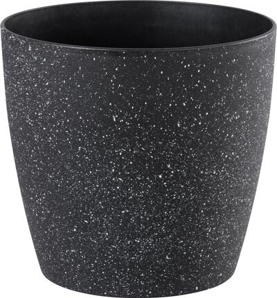 Čierny kvetináč Strend Pro Stone, 28x26 cm, efekt kameňa