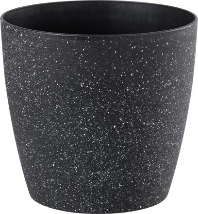 Čierny kvetináč Strend Pro Stone, 28x26 cm, efekt kameňa