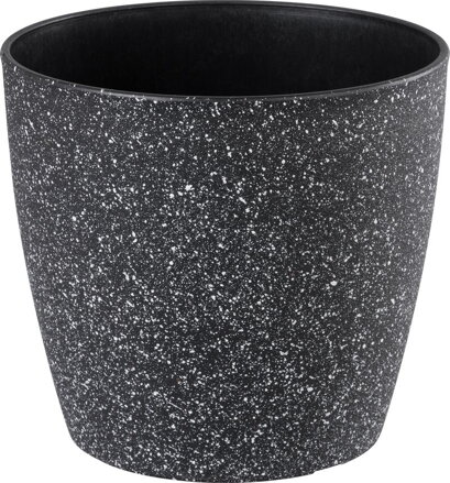Čierny kvetináč Strend Pro Stone, 23x20,5 cm, efekt kameňa