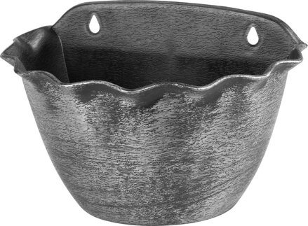 Strieborný závesný kvetináč Strend Pro Wave, 26x18 cm, metalický efekt
