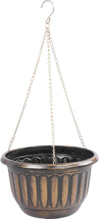 Zlatý závesný kvetináč Strend Pro, 24,5x15 cm, s retiazkou a vešiakom