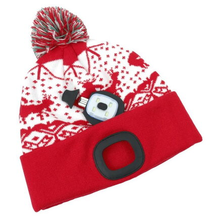 Čiapka s LED svetlom Xmas červená L, 4x SMD LED, 60 lm