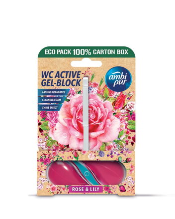 Ambipur WC Active gélový blok Ruže a ľalia 45 g