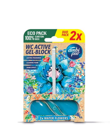 Ambipur WC Active gélový blok Vodné kvety 2×45 g
