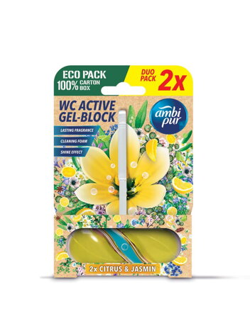Ambipur WC Active gélový blok Citrón a jasmín 2×45 g
