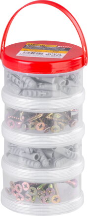 Sada vrutov a hmoždiniek Strend Pro, vruty 5x80 a 5x40, hmoždinky 8x40, 150 ks Sada vrutov a hmoždiniek Strend Pro, vruty 5x80 a 5x40, hmoždinky 8x40, 150 ks