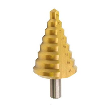Stupňovitý vrták do kovu SD41 – 10-45 mm, TiN, HSS