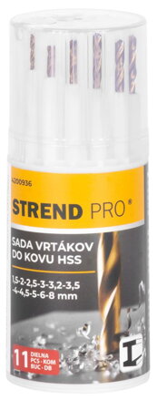 Sada vrtákov Strend Pro do kovu, 13,3x5,4x5,4 cm, bal. 11 ks