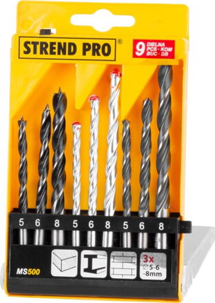 Sada vrtákov STREND PRO MS500, 9 dielna, Drevo-Kameň-Kov
