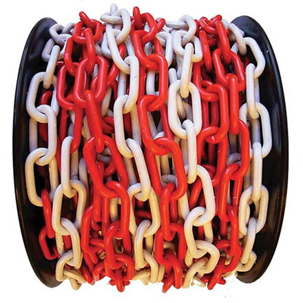 Reťaz SLC 6 mm, L-25 m, plast, červeno-biela