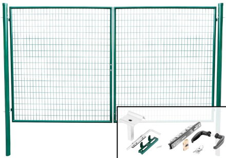 Brána 3580/1750/100x50 mm – dvojkrídlová záhradná brána, zelená