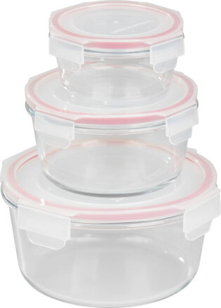 Dózy MagicHome sada 3 ks, sklenené okrúhle, 370/800/1500 ml