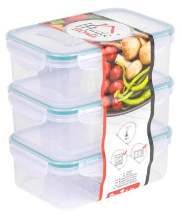Dózy na potraviny MagicHome Lunchbox E810x3 1,0 lit, obdĺžniková, klip, PP, sada 3 ks, Clip