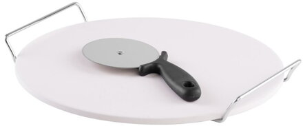 Kameň na pečenie pizze, 33 cm, s podstavcom a krájačom