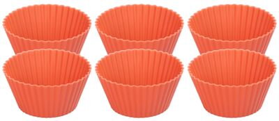 Forma na pečenie, na cupcake, silikón, červená, set 6 ks, 6,5x6,5x3 cm