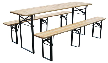 Pivný set DORTMUND Max, stôl 220x70x77 cm, 2x lavica 220x25x47 cm