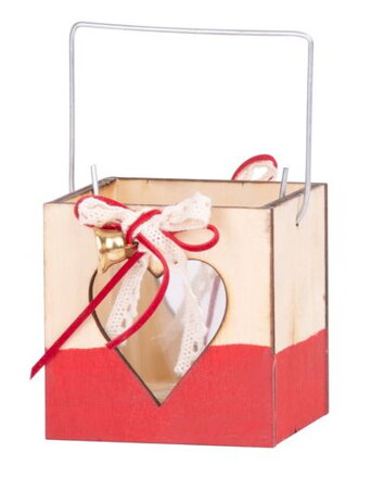 Vianočná dekorácia z dreva Krabička, 8x8 cm, bal. 5 ks