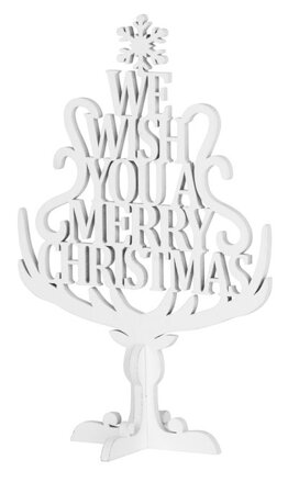 Vianočná dekorácia z dreva Stromček s textom, 15x22 cm, bal. 4 ks
