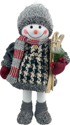 Vianočná dekorácia Snehuliak dievča s lyžami, 50 cm