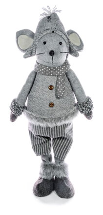 Vianočná dekorácia Myš s čiapkou, 57 cm