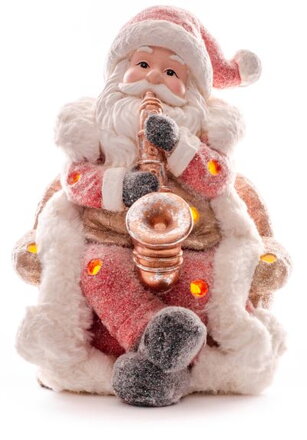 Vianočná dekorácia Santa so saxofónom, LED, 3xAAA