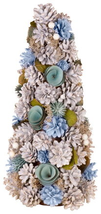 Vianočný stromček ozdobený, prírodný, modrý, 40 cm