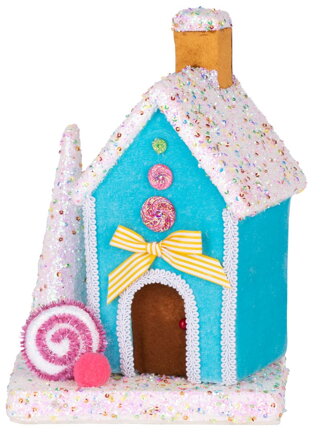 Vianočná dekorácia Candy Line, domček, modrý, 27 cm