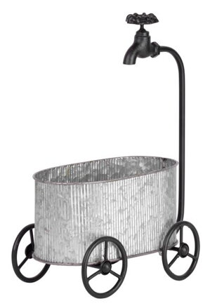 Dekorácia do záhrady Mecco 5021, Vanička na kolesách, 44 cm, plech