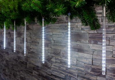 Vianočné osvetlenie reťaz Icicle, 720 LED studená biela, 24 cencúľov, vodopádový efekt
