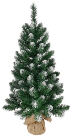 Vianočný stromček MagicHome Vianoce Nico, jedľa v jute, zasnežené konce, 90 cm