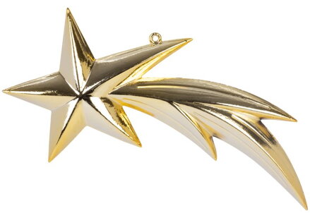 Vianočná ozdoba na stromček 1 ks, 23 cm, kométa, zlatá