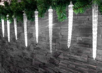 Vonkajšie vianočné osvetlenie reťaz Icicle, 352 LED studená biela, 16 cencúľov, vodopádový efekt, 230 V, 50 Hz, IP44, exteriér, osvetlenie, L- 4,50 + 5 m