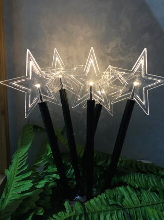 Vianočné osvetlenie reťaz MagicHome Vianoce 5 Star, LED, teplá biela, jednoduché svietenie, časovač, 3xAA, IP44, exterié