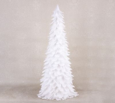 Vianočná dekorácia Stromček z páperia, biely, 24x60 cm