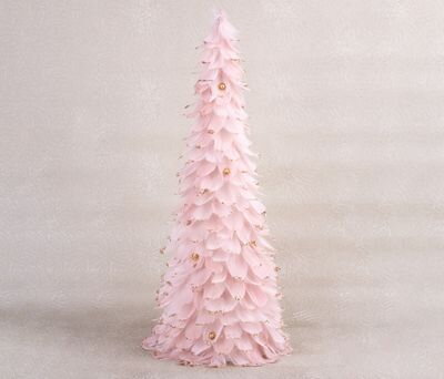 Vianočná dekorácia Stromček z páperia, ružový, 24x60 cm