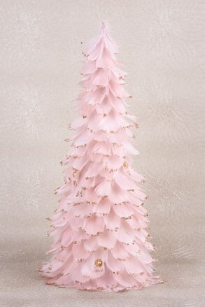 Vianočná dekorácia Stromček z páperia, ružový, 22x46 cm
