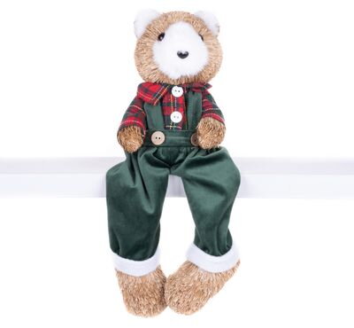 Vianočná dekorácia Medveď v károvanej košeli, 17x14x26 cm