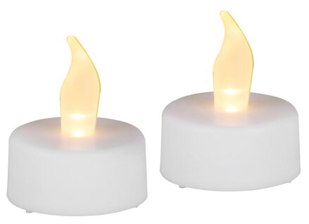 Sviečky na hrob LED čajové, sada 2 ks, biele, pohyblivý plameň