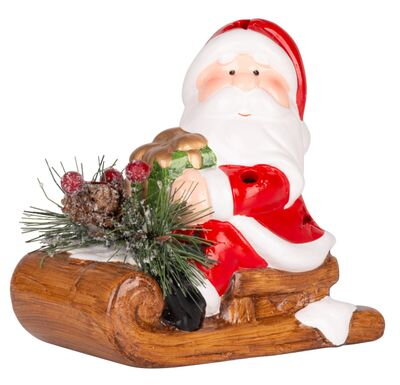 Vianočná dekorácia Santa na saniach, LED, terakota, 12,6x8,5x11,5 cm