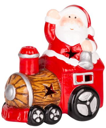 Vianočná dekorácia Santa s vláčikom, LED, terakota, 10,3x6,3x10,7 cm