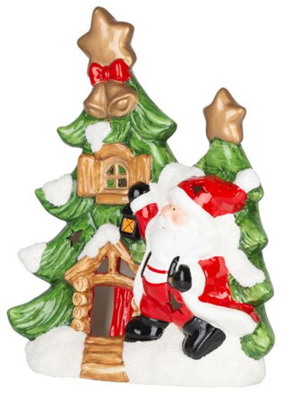 Vianočná dekorácia Stromček so santom, LED, terakota, 27,3x11x34 cm
