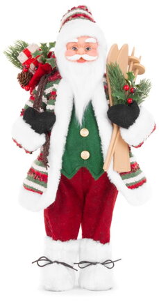 Vianočná dekorácia Santa s lyžami, 46 cm
