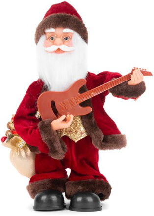 Vianočná dekorácia Santa s gitarou, 35 cm