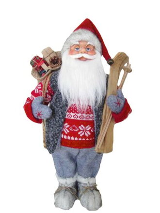 Vianočná dekorácia Santa stojaci, s lyžami, 60 cm